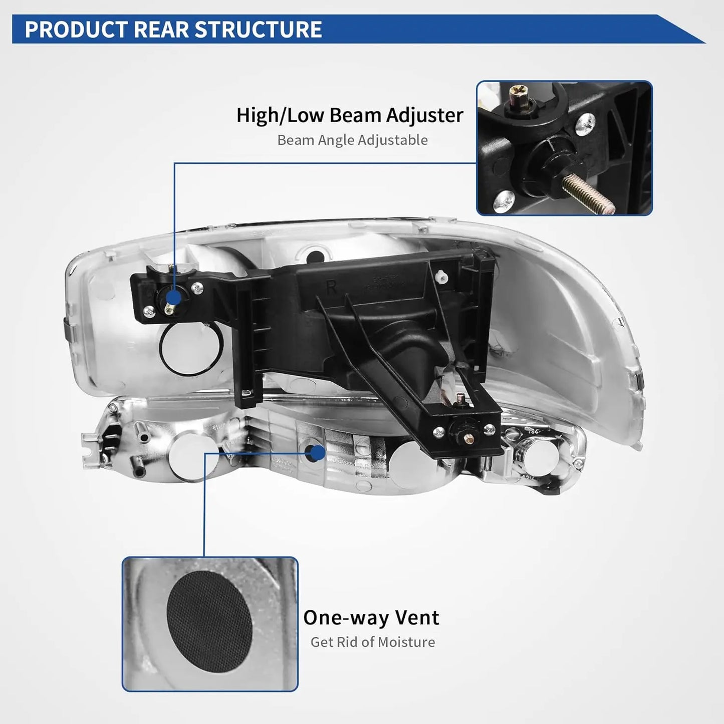 Headlight Assembly Compatible with 1999 2000 2001 2002 2003 2004 2005 2006 GMC Sierra 1500 2500 3500/00-06 GMC Yukon Headlamp wi