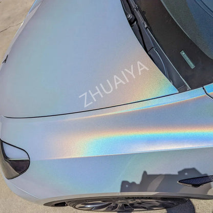 Holographic Gloss Galaxy White Vinyl Wrap film wrapping film bright 152*18m quality Warranty covering film voiture