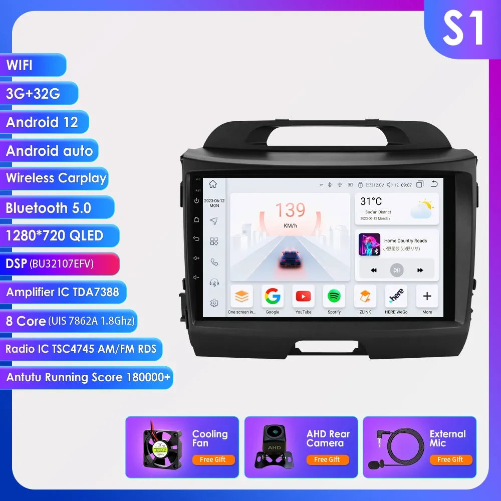 Hizpo Android 13 Car Radio GPS For KIA Sportage 3 2010 2011-2016 Multimedia Video Player 2din Navigation AUTO Stereo Head Unit