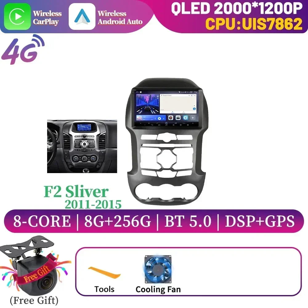 Android 14 For Ford Ranger 3 2011-2015 Car Radio Multimedia Navigation 4G GPS Bluetooth Wireless Carplay Head Unit Screen Stereo