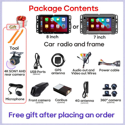 Car Radio Carplay Android Player For Chevrolet Silverado Impala GMC Yukon Acadia Sierra Navigation GPS 5G Wifi Video No 2din DVD