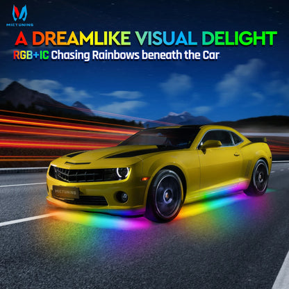 MICTUNING RGB+IC LED N8 Car Underglow Light Bar Kit Waterproof Wireless App & Remote Control For Cars Mercedes-Benz Rolls Royce