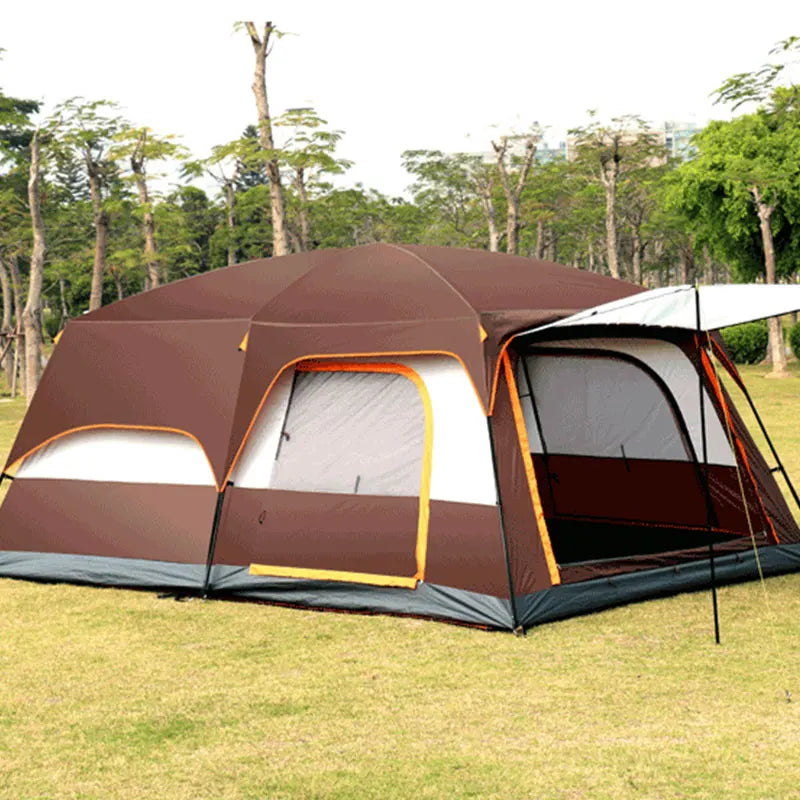 3 Sizes Tent Two-bedroom 1 Living Room Large Family Camping Tent 5-8-12 Person Leisure Camp Tent Rainproof Outdoor Indoor Hourse