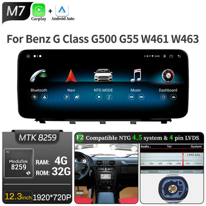 Car Radio For Mercedes Benz G Class G500 G55 W461 W463 2008-2015 Android 14 Wireless BT Carplay Snapdragon 680 Head Unit Screen