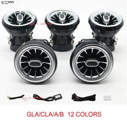12-color LED Car Air Vent Outlet Turbine Nozzle Atmosphere Lamp For Mercedes-Benz A/CLA/GLA class W176 W117 W156 Ambient Light