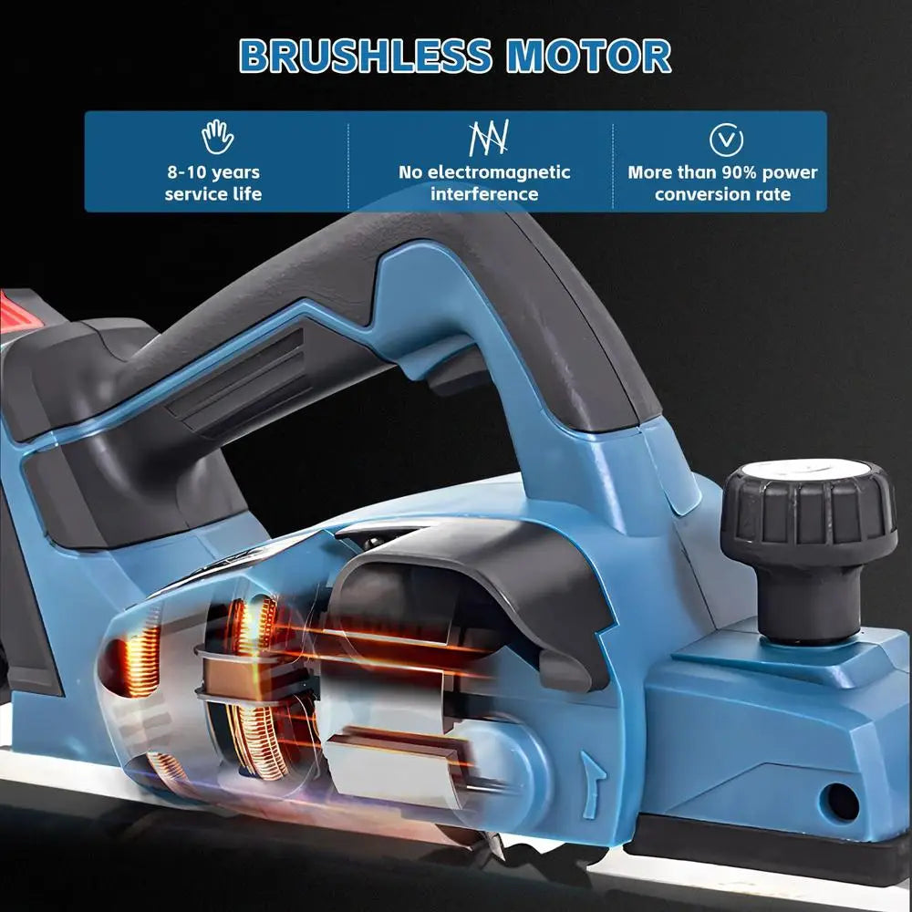 Cordless Hand Planer Brushless Wood Planer 3-1/4" Compatible with Makita Battery 20000RPM Electric woodworking tool Ergonomic power tools