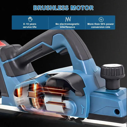 Cordless Hand Planer Brushless Wood Planer 3-1/4" Compatible with Makita Battery 20000RPM Electric woodworking tool Ergonomic power tools