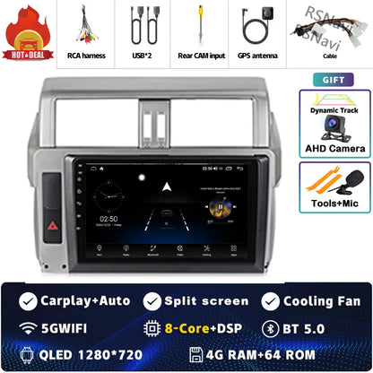 Android 14 For Toyota Land Cruiser Prado 150 2013 - 2017 2K QLED Android Car Radio Multimedia Video Player GPS Stereo CarPlay