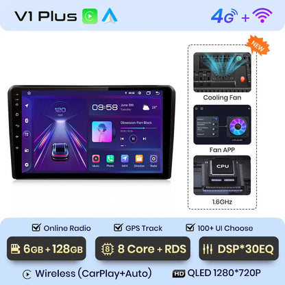 Junsun Car Stereo For Dodge RAM 1500 2013-2019 Intelligent System Wireless Carplay Android Auto GPS Navigation WiFi 4G DSP SWC