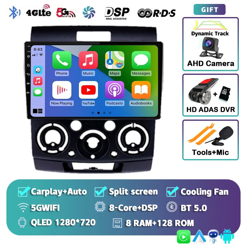Android 14 Car Radio For Ford Everest Ranger Mazda BT50 BT-50 2006 2007 2008 - 2010 Multimedia Video Unit Head Player Stereo GPS