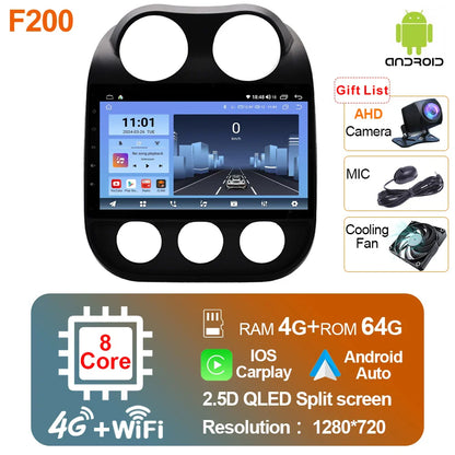 2 Din Car Radio Android 13 For JEEP Compass 2009 - 2016 Multimedia Video Player Carplay Auto Stereo GPS Navigation Autoradio DSP
