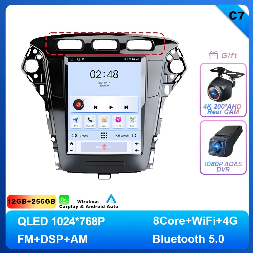 9.7 inch Android 14 Car Radio For Ford Mondeo MK4 2011 - 2013 Navigation Autoradio Multimedia Player DVD GPS Stereo WIFI 4G DVD