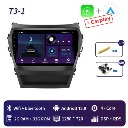 9 Inch 2 Din Android Car Radio for Hyundai IX45 Santa Fe 2013 2014 2015 2016 2017 Car Stereo Android Auto Carplay Navigation GPS