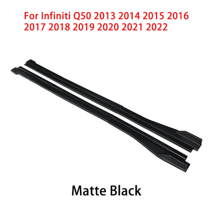 For Infiniti Q50 2013-2022 Car Side Skirt Extension Body Apron Lip Splitters Winglet Lateral Shovel Carbon Look ABS Accessories
