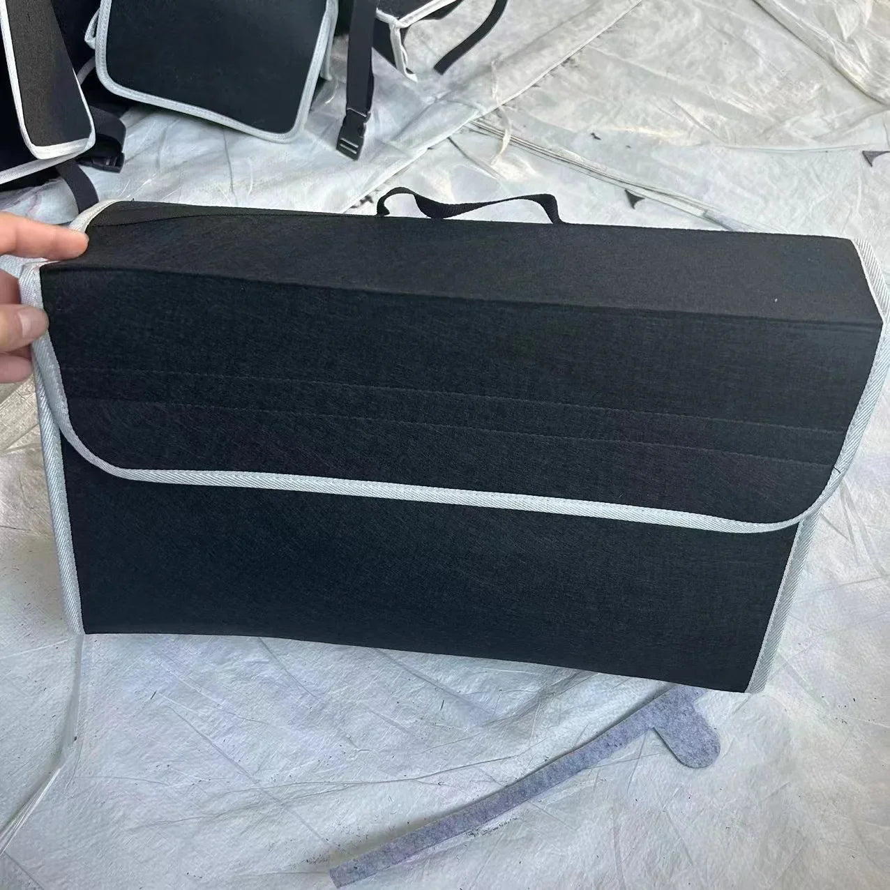 Gray Anti Slip Compartment Boot Storage Organizer Tool Car Storage Bag Car Trunk Organizer Soft Felt Storage Box Car Accessories power tools