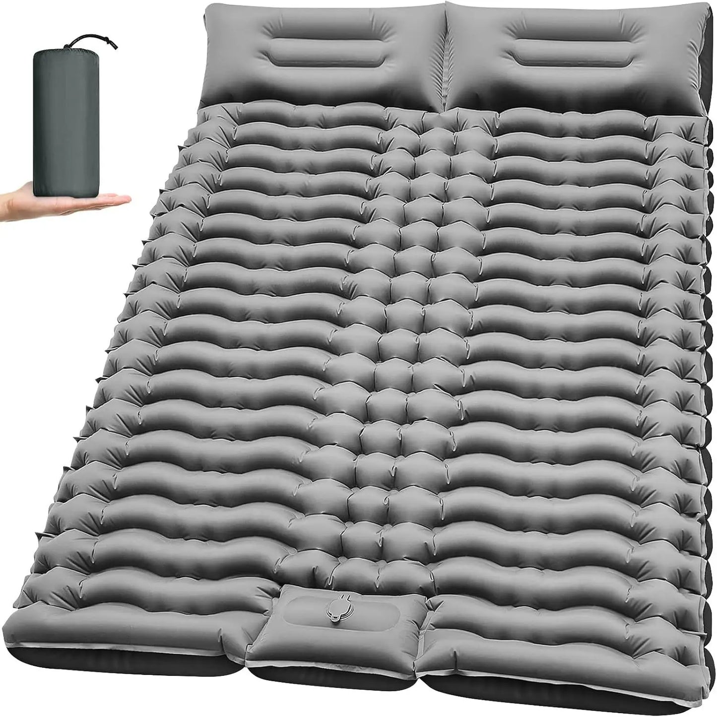 Camping Double Sleeping Mat with Pillow Inflatable Sleeping Mat, Suitable for Backpacking, Hiking, Tenting