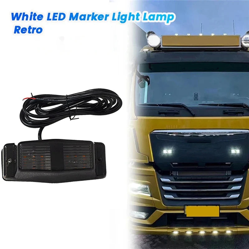 4Pcs Smoked White Front Grill Light LED Marker Lamp For Scania Volvo Man Benz Truck Lorry Double Burner Indicator Light