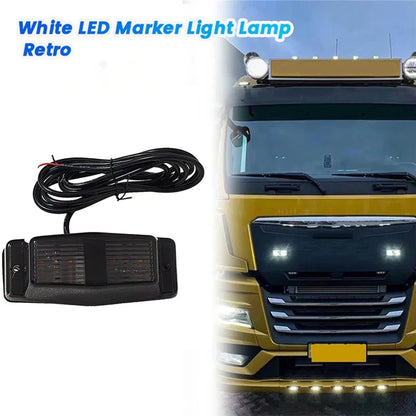 4Pcs Smoked White Front Grill Light LED Marker Lamp For Scania Volvo Man Benz Truck Lorry Double Burner Indicator Light