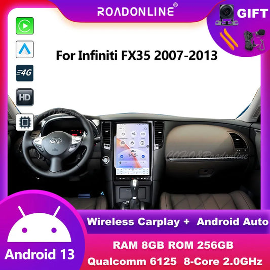 Android audio For Infiniti FX35 2009-2013 Android 13 tesla style Octa Core 8+256G Car Multimedia Player Stereo Radio
