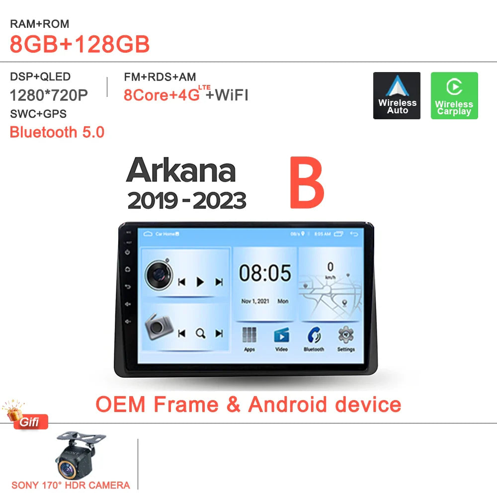 Android 14 For Renault Duster HM 2 II 2020 - 2023 Arkana 1 I 2019 - 2023 Car Radio Multimedia Video Player Navigation stereo DVD