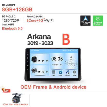 Android 14 For Renault Duster HM 2 II 2020 - 2023 Arkana 1 I 2019 - 2023 Car Radio Multimedia Video Player Navigation stereo DVD