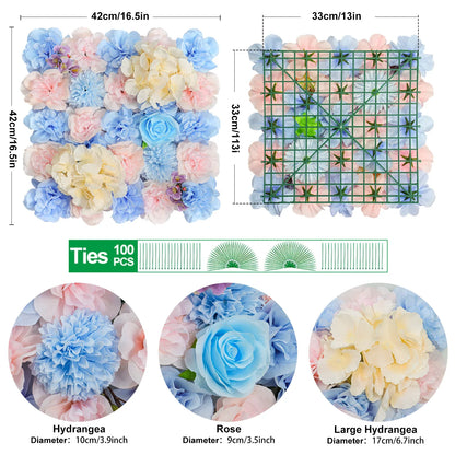 18pcs 3D Flowers Wall Backdrop16.5* 16.5Inch  Artificial Silk Roses Panels Home decoration Floral Ideal for Wedding Celebrations
