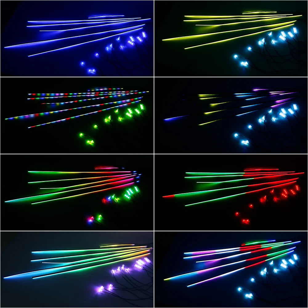18 in 1 Dual Zone Symphony LED Car Ambient Light Rainbow Neon RGB Acrylic Strip Interior Decoration Streamer Atmosphere Lamp 12V