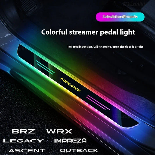 For Subaru STI OUTBACK WRV BRZ XV Impreza Forester Legacy Car Wireless LED Welcome Pedal Threshold Light passage Atmosphere lamp