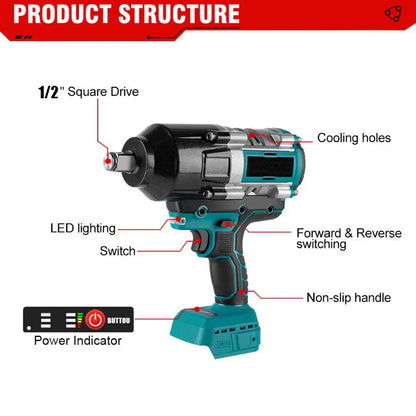 3100N.M High Torque Brushless Electric Impact Wrench Super Power Screwdriver Cordless Wrench Power Tools for Makita 18V Battery power tools