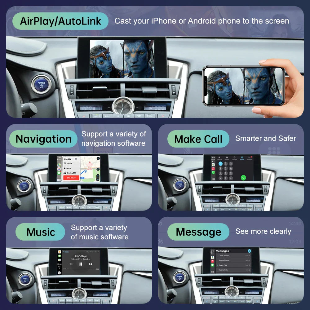 Wireless CarPlay for Lexus NX RX IS ES GS RC CT LS LX LC UX 2014-2020 Android Auto Mirror Link AirPlay GPS Car Play Functions