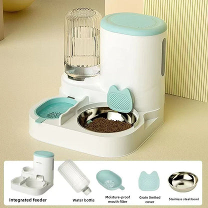 Automatic Cat Feeder and Water Dispenser Non-Electric Easy-Clean Large Capacity Pet Feeding Station for Cats and Small Dogs