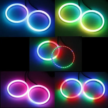 2PCS Car Colorful Cotton LED Angel Eyes Halo Rings APP Control Headlight Lamps Daytime Running Light for Car Offroad Motorcycle