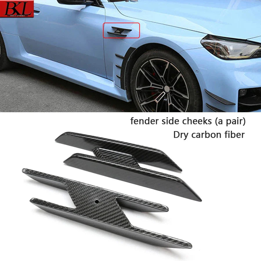 For BMW M2 series G87 dry carbon fiber wind blade fender side cheeks front bumper air vent trim spoiler car upgrade accessories