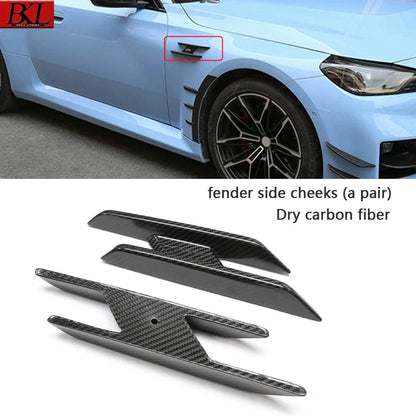 For BMW M2 series G87 dry carbon fiber wind blade fender side cheeks front bumper air vent trim spoiler car upgrade accessories