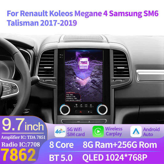 9.7″Android 14 For Renault Koleos Megane 4 Samsung SM6 Talisman 2017-2019 Wireless Apple BT Carplay Car Radio Multimedia