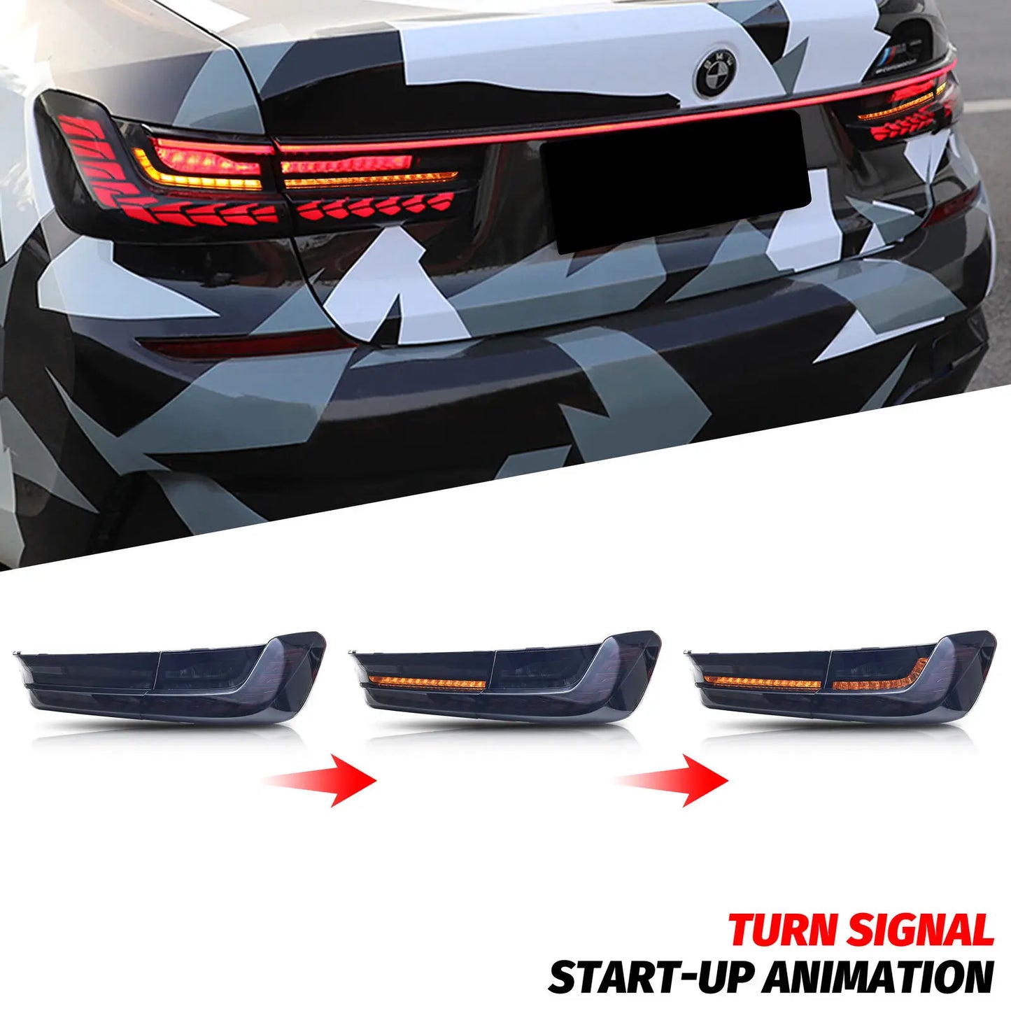 LED GTS Tail Lights for BMW 3-Series G20 G28 G80 Saloon 2019-2024 Start-up Animation Sequential Turn Signal Rear Lamps Assembly