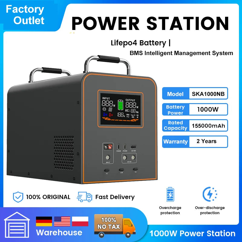 LiFePO4 Portable Power Station 2600W 2048WH Mobile Power Supply Solar Generators 1800W 1024WH Battery Power Storage For Camping