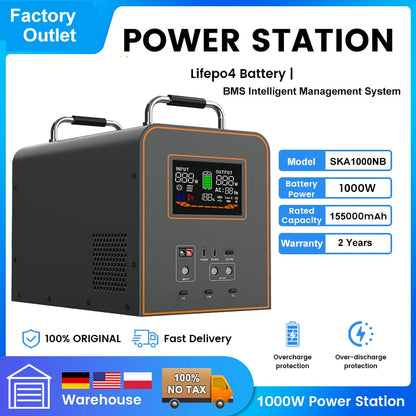 LiFePO4 Portable Power Station 2600W 2048WH Mobile Power Supply Solar Generators 1800W 1024WH Battery Power Storage For Camping