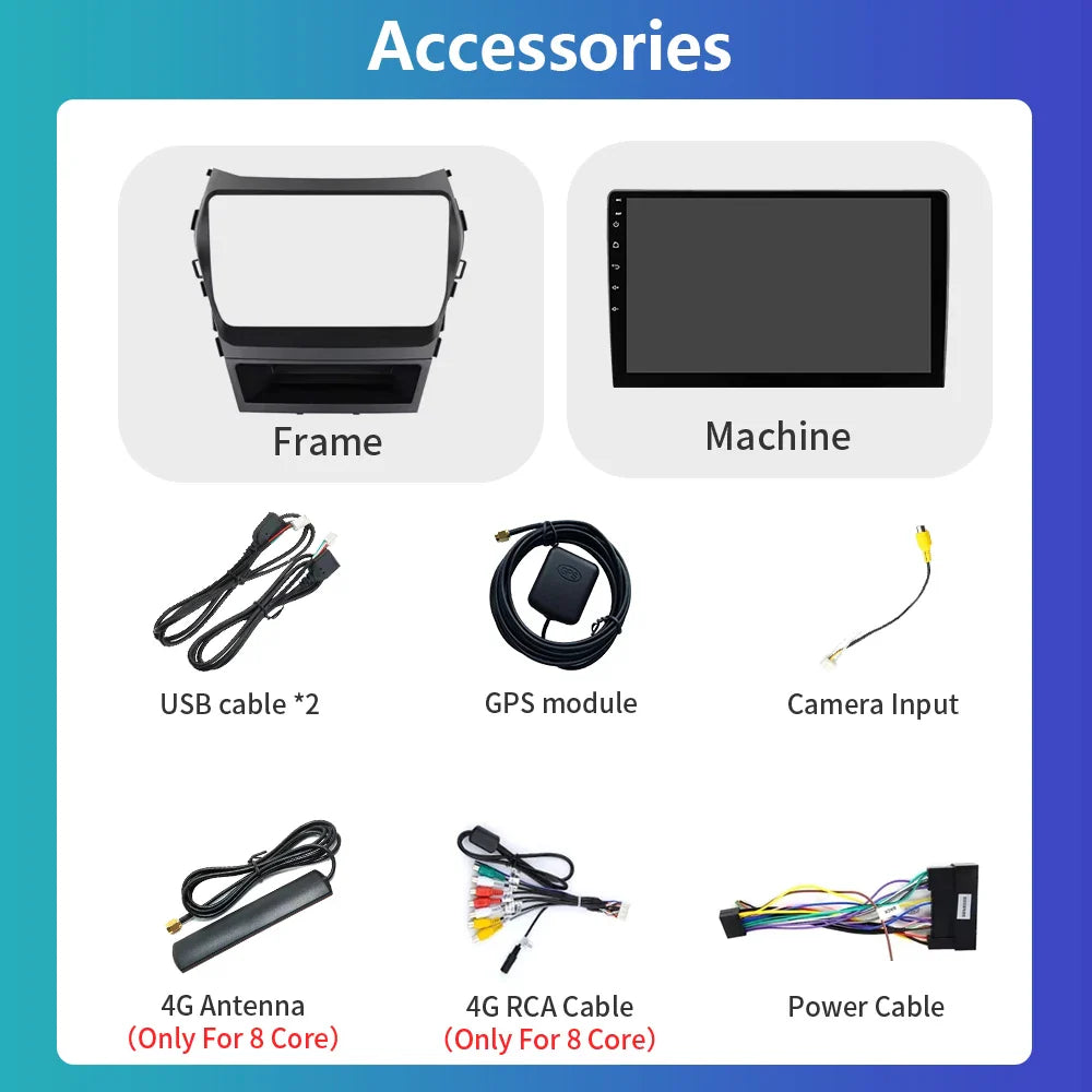 9 Inch 2 Din Android Car Radio for Hyundai IX45 Santa Fe 2013 2014 2015 2016 2017 Car Stereo Android Auto Carplay Navigation GPS