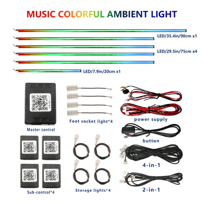 FILIPLI For The MERCEDES-BENZ CLA For 2016 Smart 64 RGB Color Car Ambient Self-Adhesive Light With APP Control Easy To Install
