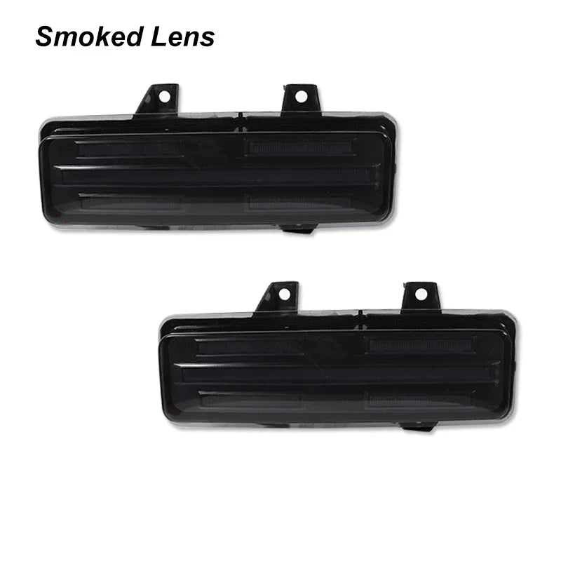 iJDM For Chevy GMC Van Jimmy Pickup Truck Front Bumper Sequential Amber Turn Signals Lights Assembly White LED as DRL