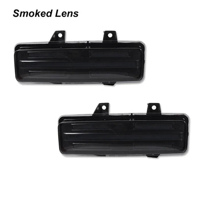iJDM For Chevy GMC Van Jimmy Pickup Truck Front Bumper Sequential Amber Turn Signals Lights Assembly White LED as DRL