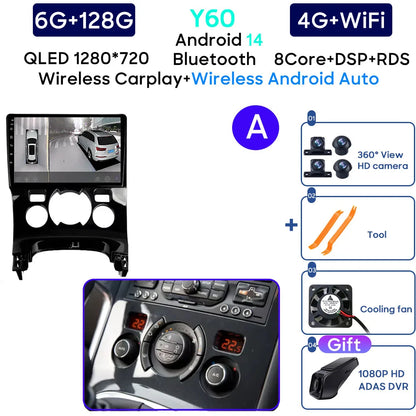 Car Radio Android 14 For Peugeot 3008 5008 2009-2016 LHD Navigation GPS Android Stereo Multimedia Player Screen No 2din 4G Wifi