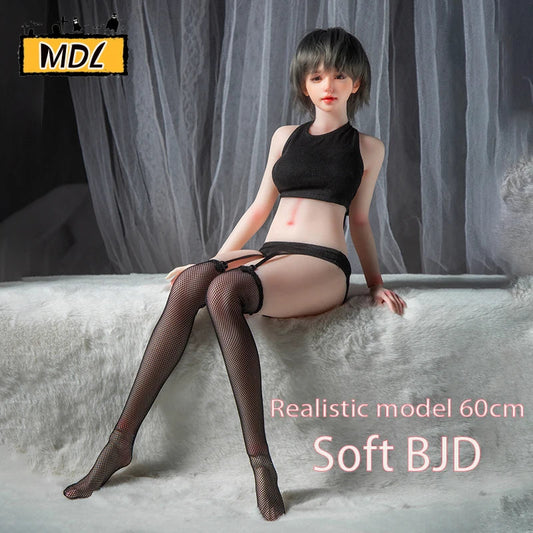 MDL New! 60cm anime doll toys 1/3 size short hair beauty human doll movable joints silicone material dressing model