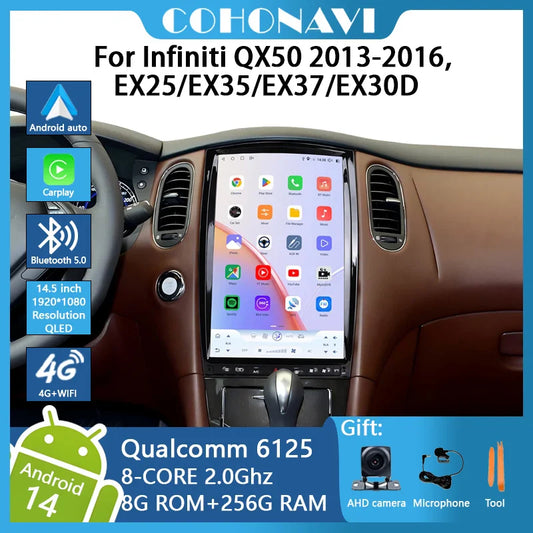 14.5 inch For Infiniti QX50 2013-2016,EX25/EX35/EX37/EX30D 8-core 8+256G CarPlay Car Radio Multimedia Video Player GPS
