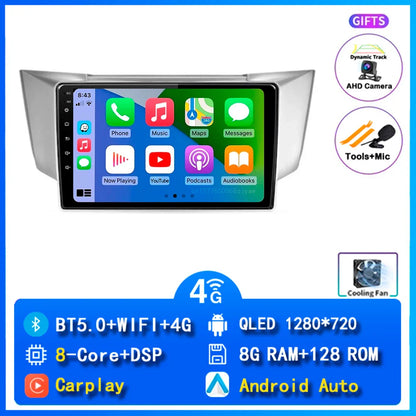Android 14 wifi+4G Carplay AUTO Car Radio For Lexus RX300 RX330 RX350 RX400H 2003 -2009 Navigation GPS Player Stereo Multimedia