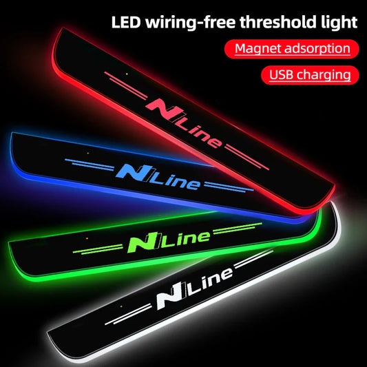 Car Door Decorate Lamps For Hyundai I30 Sonata Elantra i40 Kona Tucson N Line Auto Pedal Light Sill Pathway Welcome Scuff Light