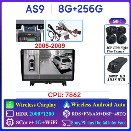 Car Radio Carplay For Land Rover Range Sport 2005 2006 2007 2008 2009  Multimedia Player GPS Navigation Android Auto 5G Wifi