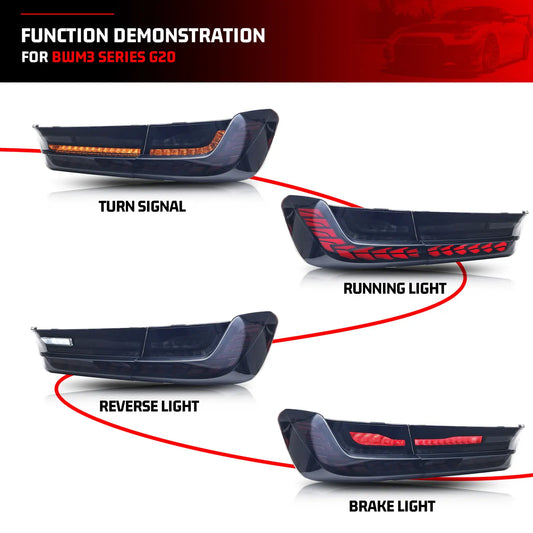 LED GTS Tail Lights for BMW 3-Series G20 G28 G80 Saloon 2019-2024 Start-up Animation Sequential Turn Signal Rear Lamps Assembly