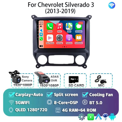 Android 14 Carplay Auto Car Radio Multimedia For Chevrolet Silverado 3 GMTK2 2014 2015 2016 2017 2018 Autoradio Stereo Head Unit